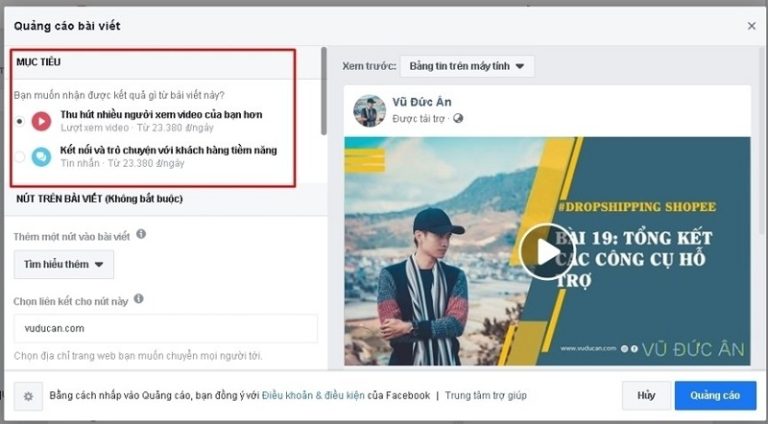 Hướng dẫn quảng cáo bài viết trên trang cá nhân Facebook A - Z